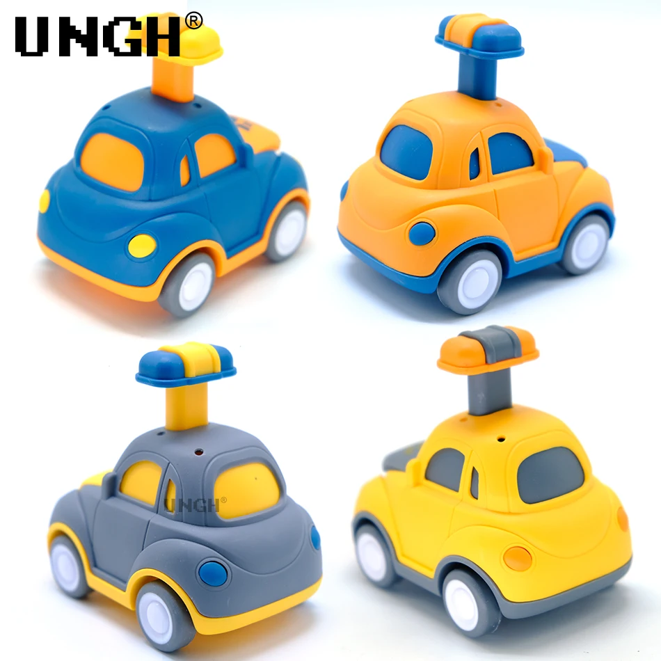 UNGH Cute Taxi Car Model Press Sliding Car Fire Truck Police Children Educational Construction Vehicle Toy Kids Boy Gift