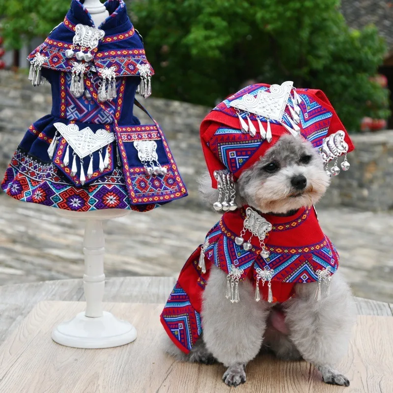 

New Pet Clothing for Spring and Autumn 2026, Ethnic-style Fashionable Clothing for Dogs and Cats, and Ethnic Minority Costumes