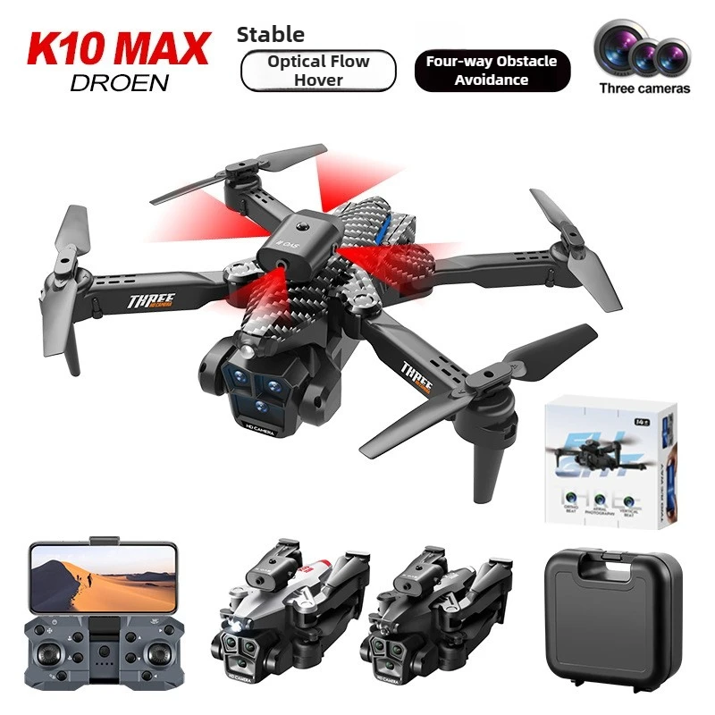 K10 Max HD 4K 3 Kamera RC Drohne Hubschrauber Vierwege Hindernisvermeidung Flugbahn Flug Optischer Fluss Flugzeug FPV Quadcopter