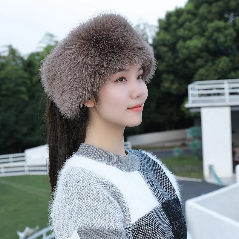 2022 Winter Thick Furry Hairband Fluffy Russian Faux Fur Women Girl Fur Headband Hat Winter Outdoor Ear warmer Ski Hats Hot