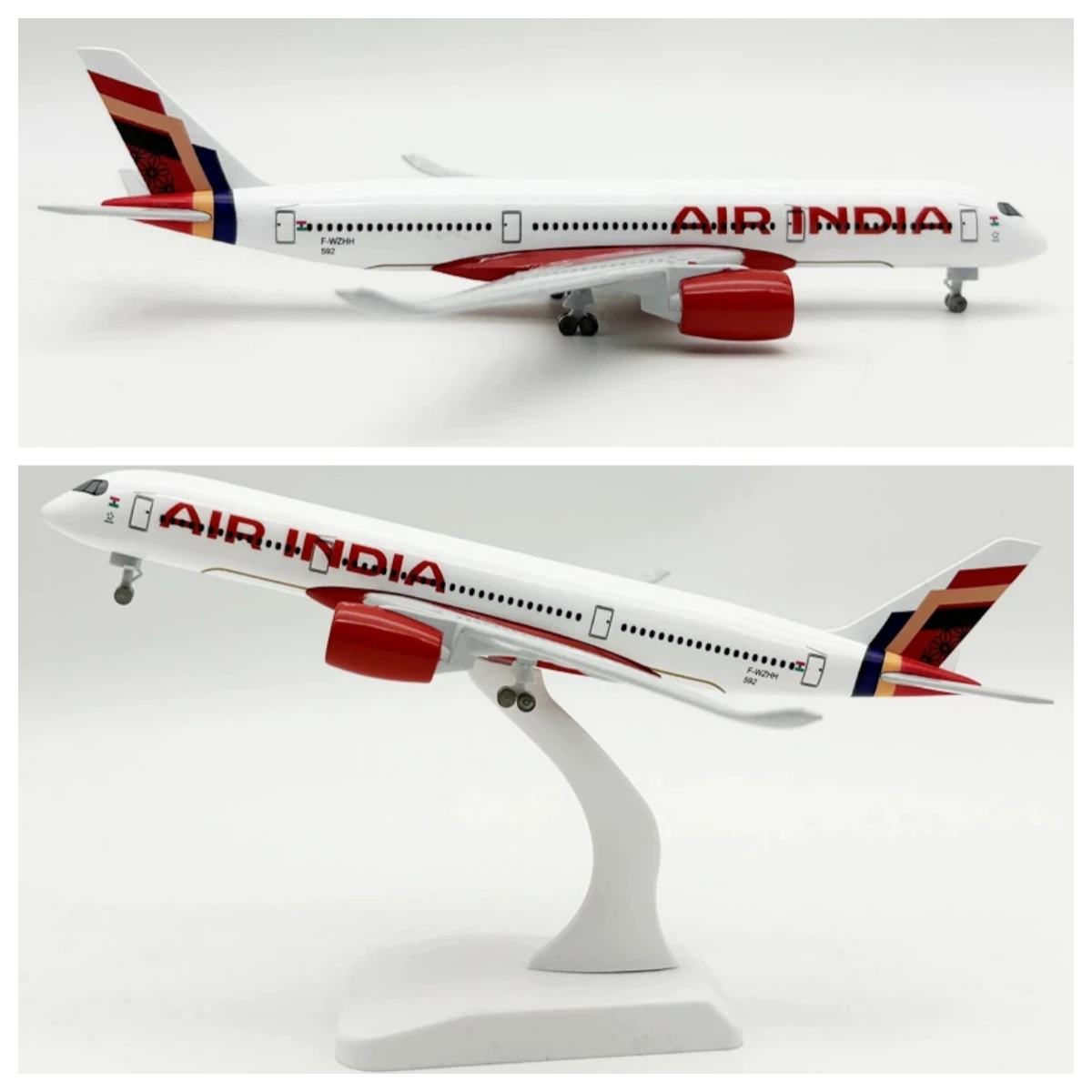 Replica Diecast Air India Airlines 20 cm A350 Modello 350 Aereo in metallo Aereo Aereo Aereo Materiale in lega 1:400 Modello giocattolo