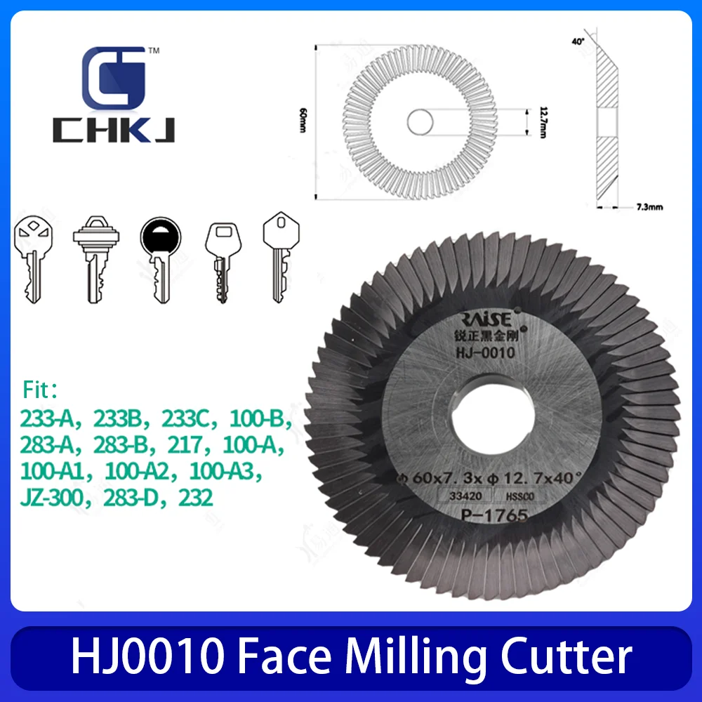 

CHKJ RAISE HJ0010 Face Milling Cutter 60X7.3X12.7X40° Black Diamond Milling Angle Cutter For Key Cutting Machine 233B 233C