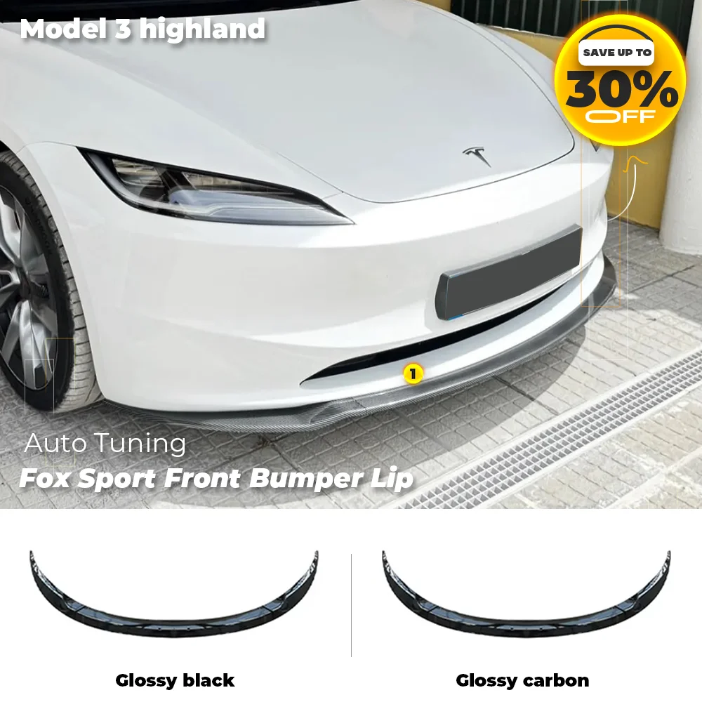 

For 2017-2025 Tesla Model 3 Highland Bumper Lip Auto FDC Sport Front Trim Spoiler ABS Aero Body Ktis Auto Accessories