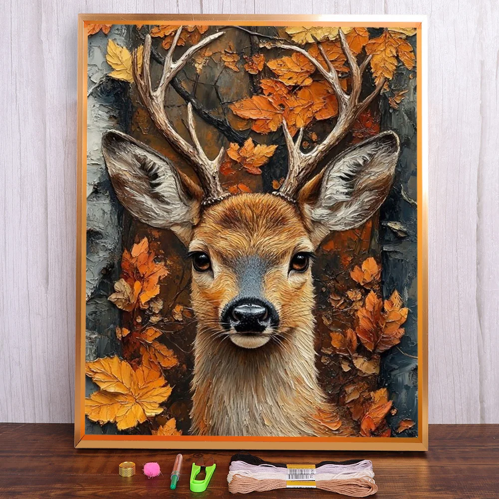 

Animal Deer Printed 11CT Cross-Stitch Embroidery Patterns DMC Threads Needlework Hobby Painting Handiwork Mulina Magic Jewelry