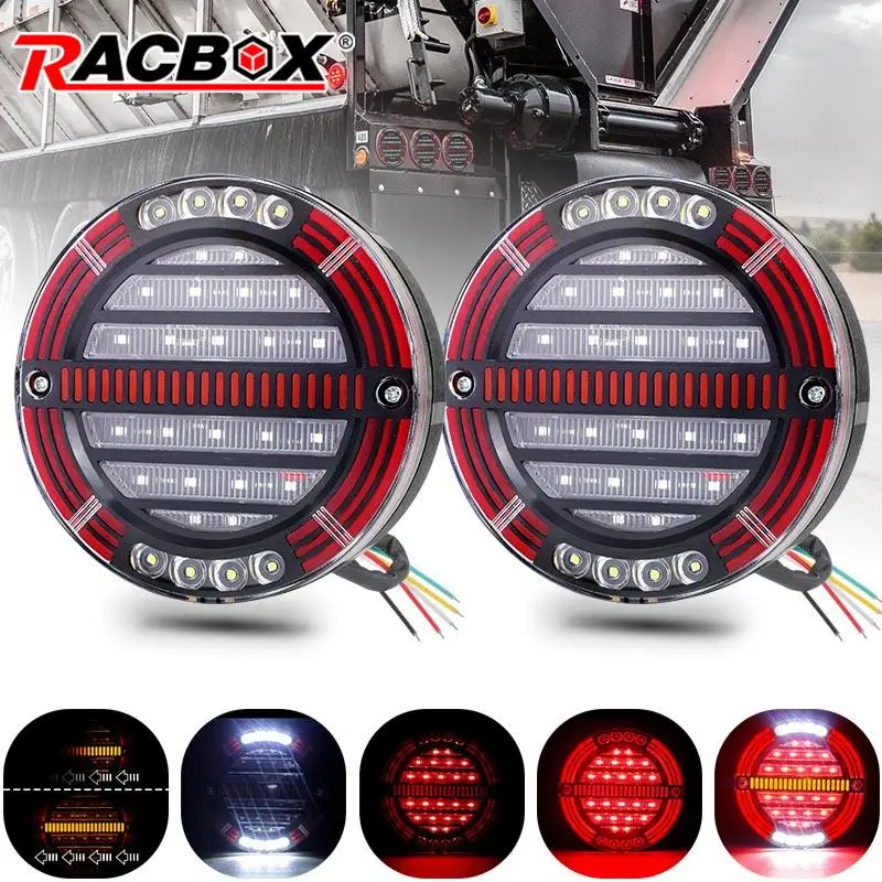 

Round LED Tail Light with Sequential Turn signal lamp Stop Brake Light DRL For Truck Trailer Van Lorry RV Bus 4x4 Pickup 12V 24V