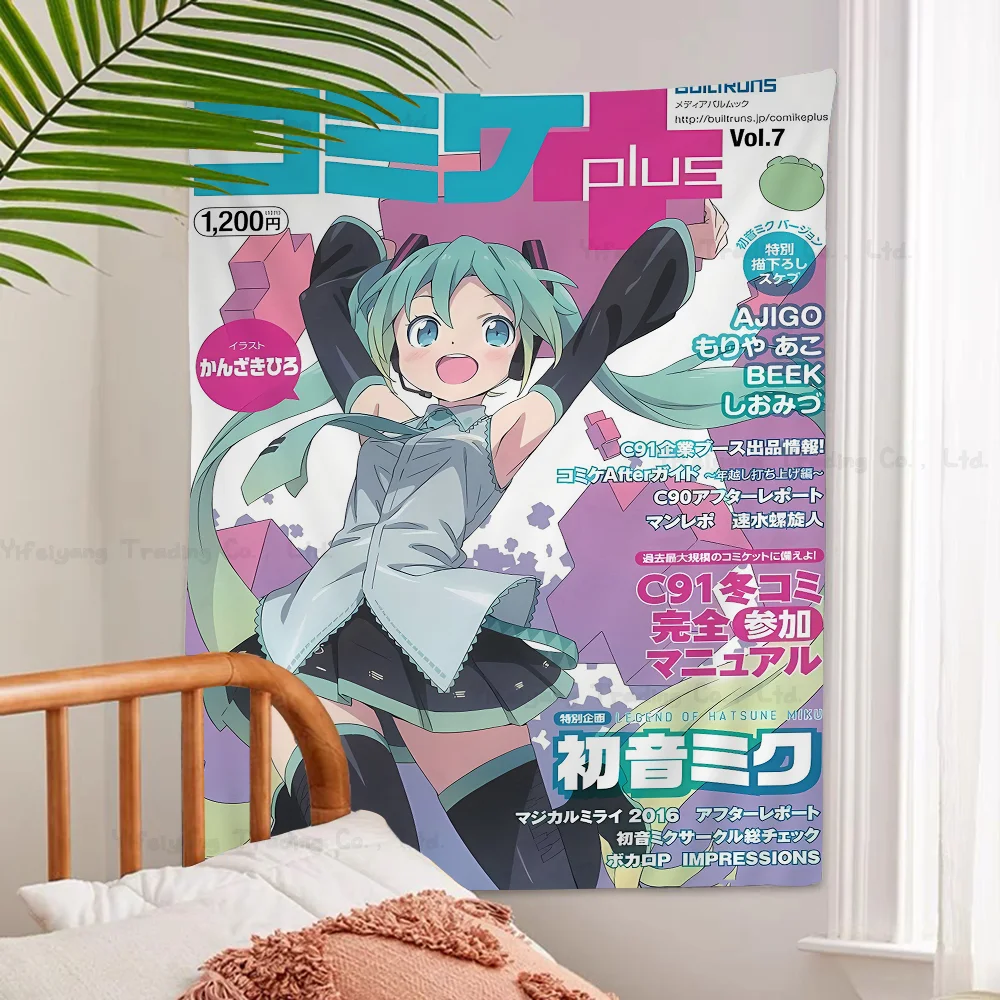 Cartoon H-HatsuneS M-Miku Tapestry Art Printing Japanese Wall Tapestry Anime Wall Hanging Home Decor