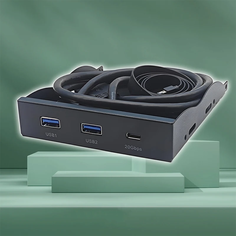 Передняя панель USB для ПК 2 порта USB 3.2 GEN1 5 Гбит/с + 1 порт TYPE-C 10 Гбит/с/20 Гбит/с Адаптер-концентратор Поддержка настольного компьютера 3,5-дюймового отсека для гибких дисков