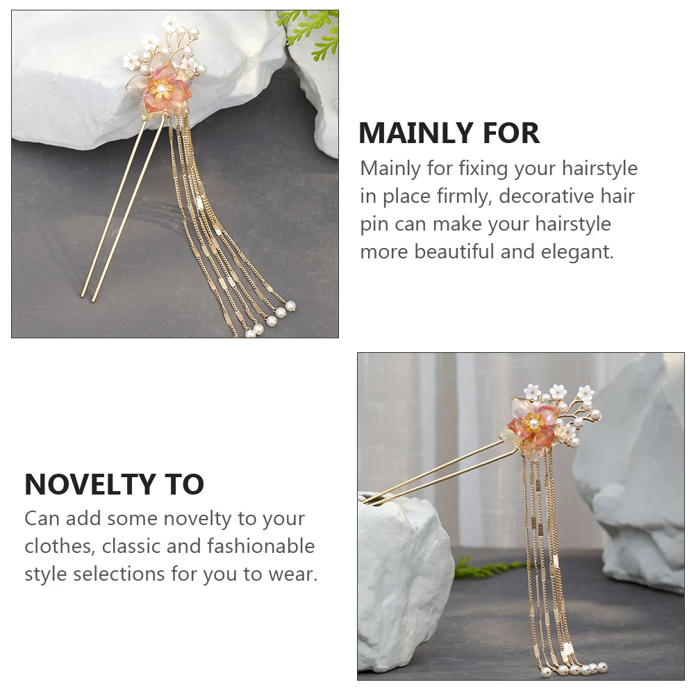 

Retro Floral Hairpin Wedding DIY Stick Guest Girl Accessories Vintage Tassel Chopsticks Chinese The Flowers