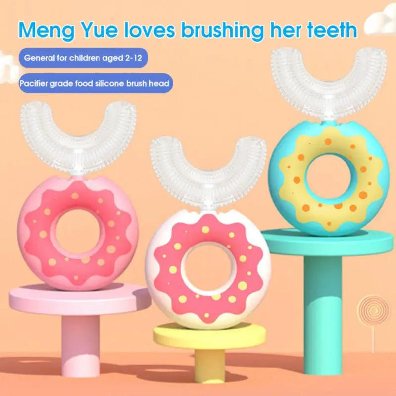 

U Shaped Toothbrush Baby Child Kids 360-degree Cute Doughnut Shape Silicone Teeth Oral Care Cleaning Tool Care