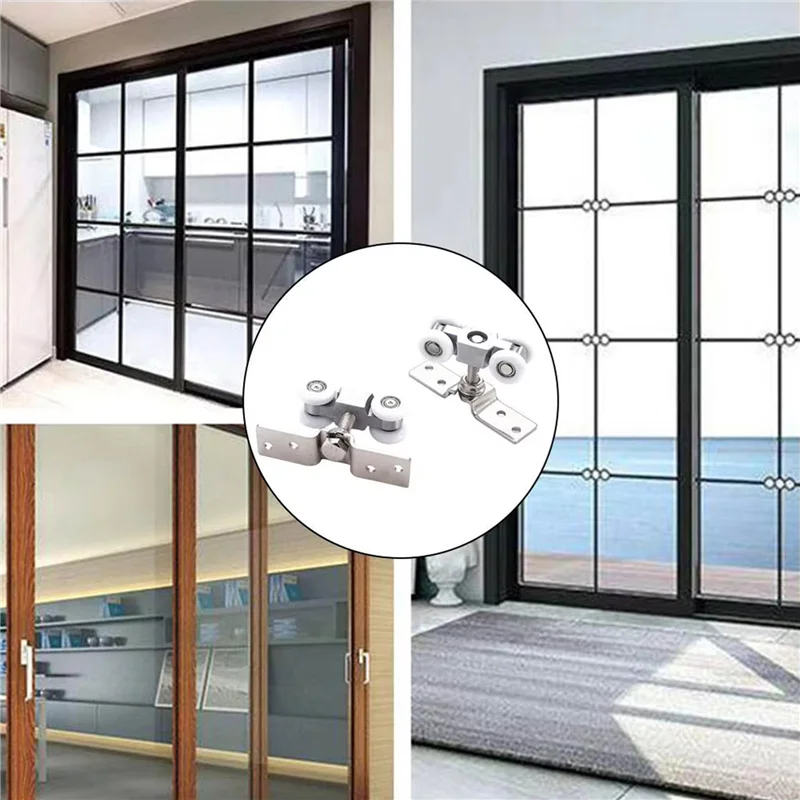 AB13-4X Sliding Door Roller Hardware Sliding Door Pulley 4-Wheel Glass Door Hanging Track Pulley Silent Nylon Wheel