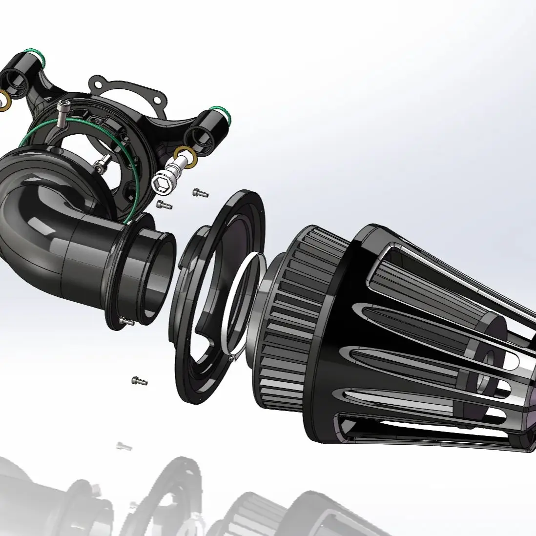 CNC Kegel luchtfilter inlaatfilters ontluchter voor harley Big Twin Softail Dyna Fat Boy Bob Night Train 99-15 touring FLHX - afbeelding 2