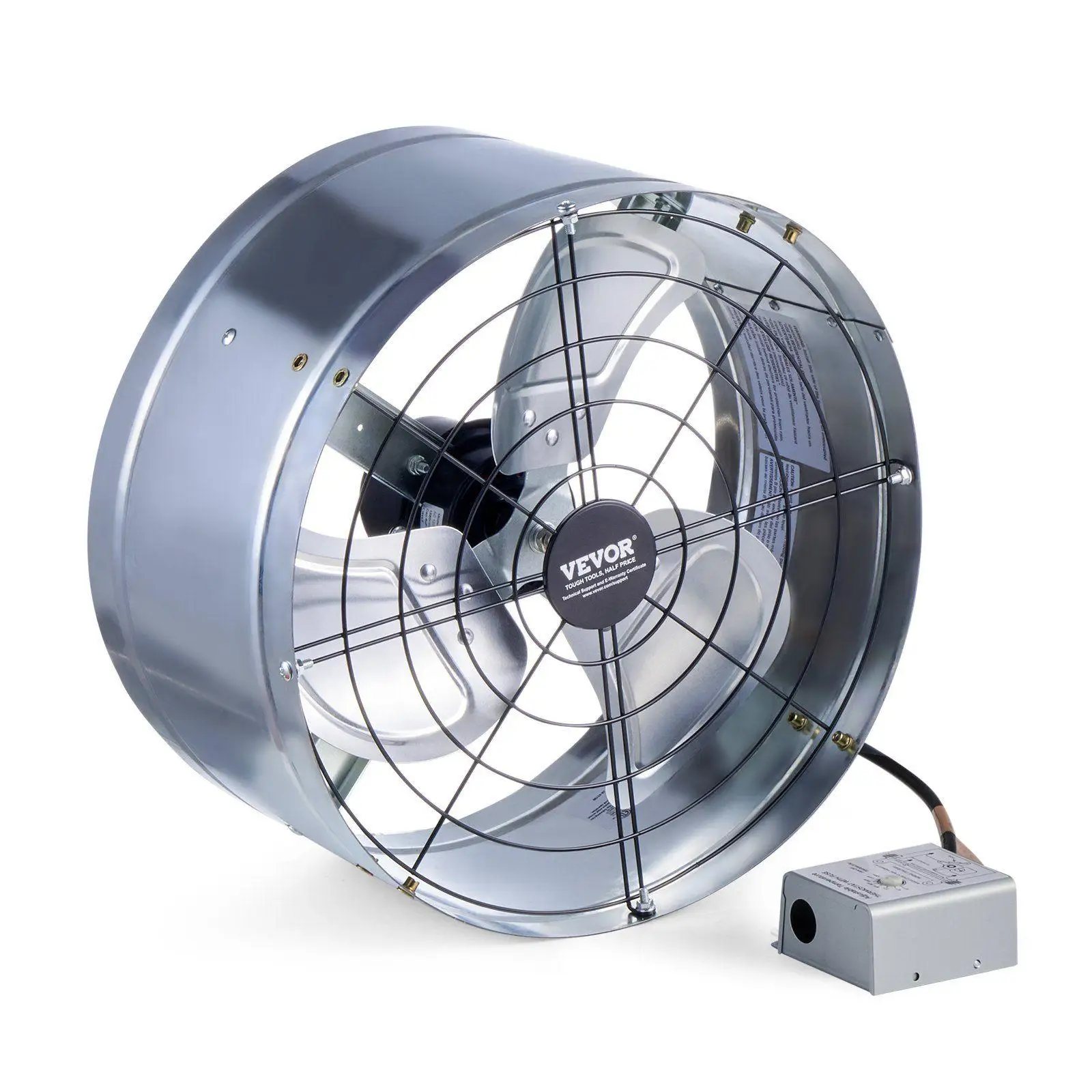 

Robust 15 Inch Gable Mount Attic Exhaust Fan 1300CFM Motor Speed w Adjustable Dial Thermosensor Galvanized Color Coating