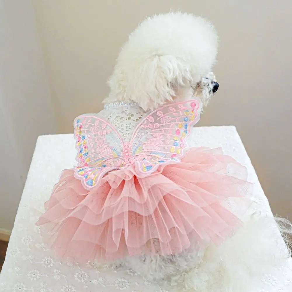 

Butterfly Fairy Pet Dog Princess Dress Pet Clothes Lovely Dog Chiffon Dress Skin-friendly Lace Pet Fairy Dress