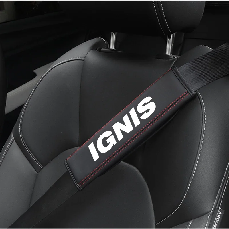 for Suzuki IGNIS 1pc Cowhide Car Interior Seat Belt Protector Cover For Suzuki Baleno car Auto Accessorie