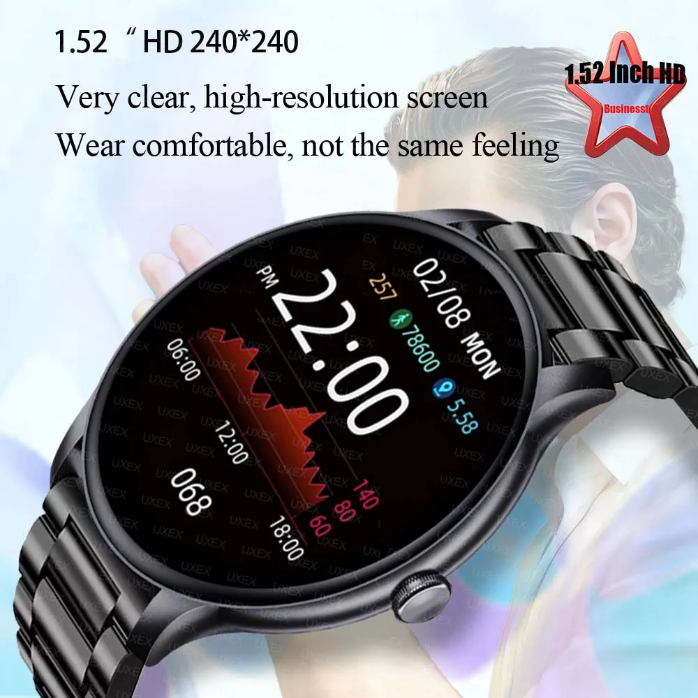 ساعة ذكية عصرية للرجال 1.52 HD بلوتوث مكالمة هدية الكريسماس AI صوت الصحة تتبع الذكية لتقوم بها بنفسك وجوه متعددة الوظائف للسيدات