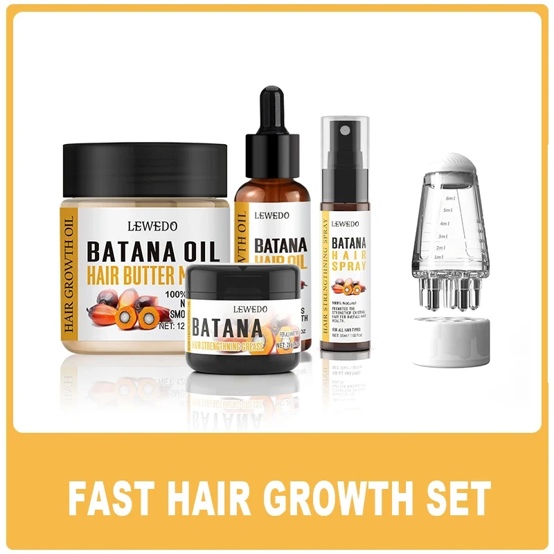 LEWEDO Batana Oil Hair Growth Kit African Fast Hair Growth Batana Butter Hair Mask Anti Hair Loss Hair Regrowth Treatment Serum