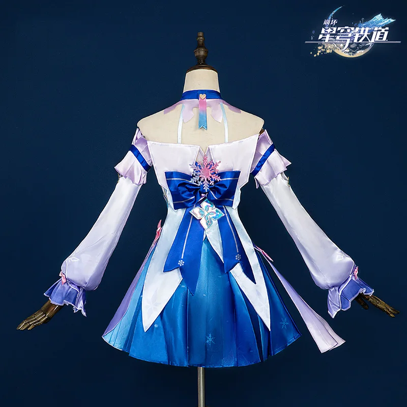 Game Game Star Rail March 7th Cosplay Sexy halter Blue and purple gradient dress Women Full suit