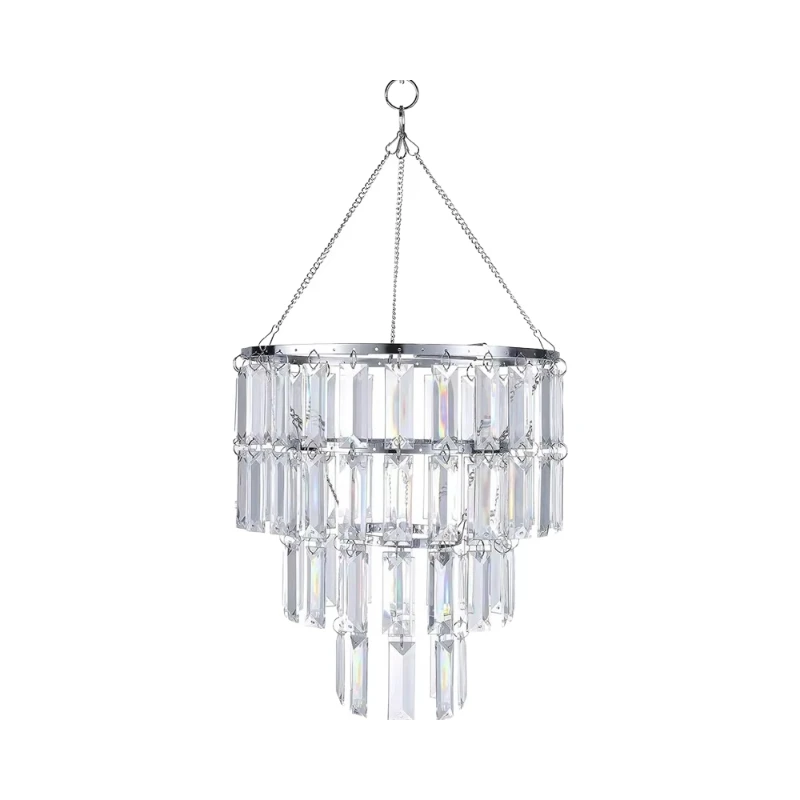 

Modern chandelier imitation crystal ceiling lamp shade rectangular W10.25 X H11.5 without lamp rope