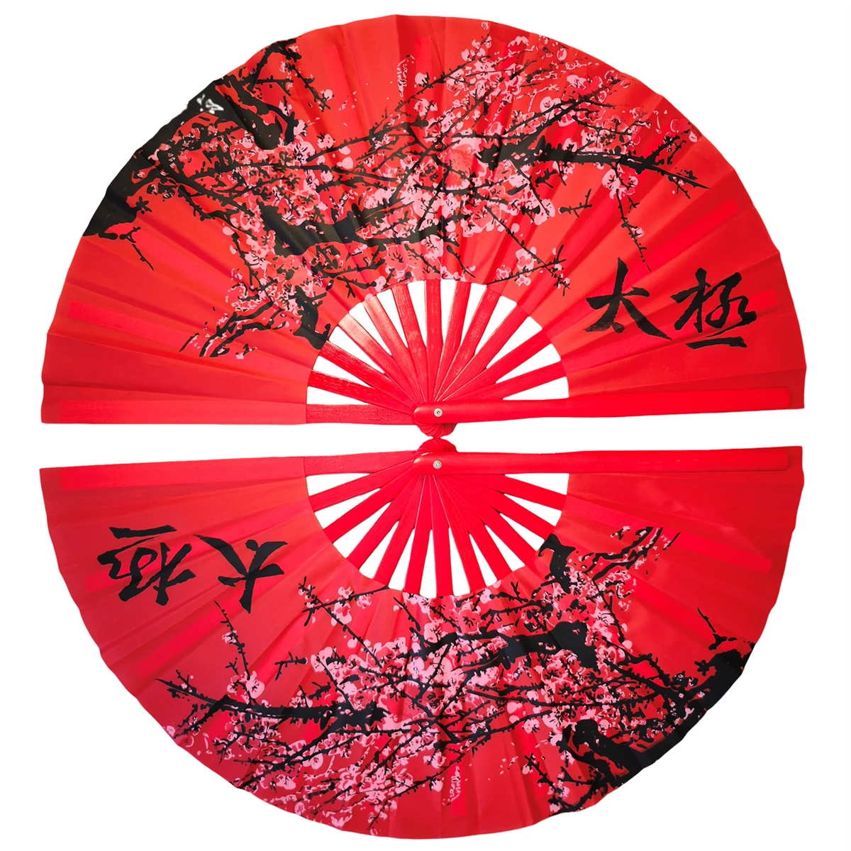 2 Pack Folding Hand Fan Chinese Kung Fu Tai Chi Fan Nylon-Cloth Bamboo Fans For Performance Dance Decorations Festival Gift