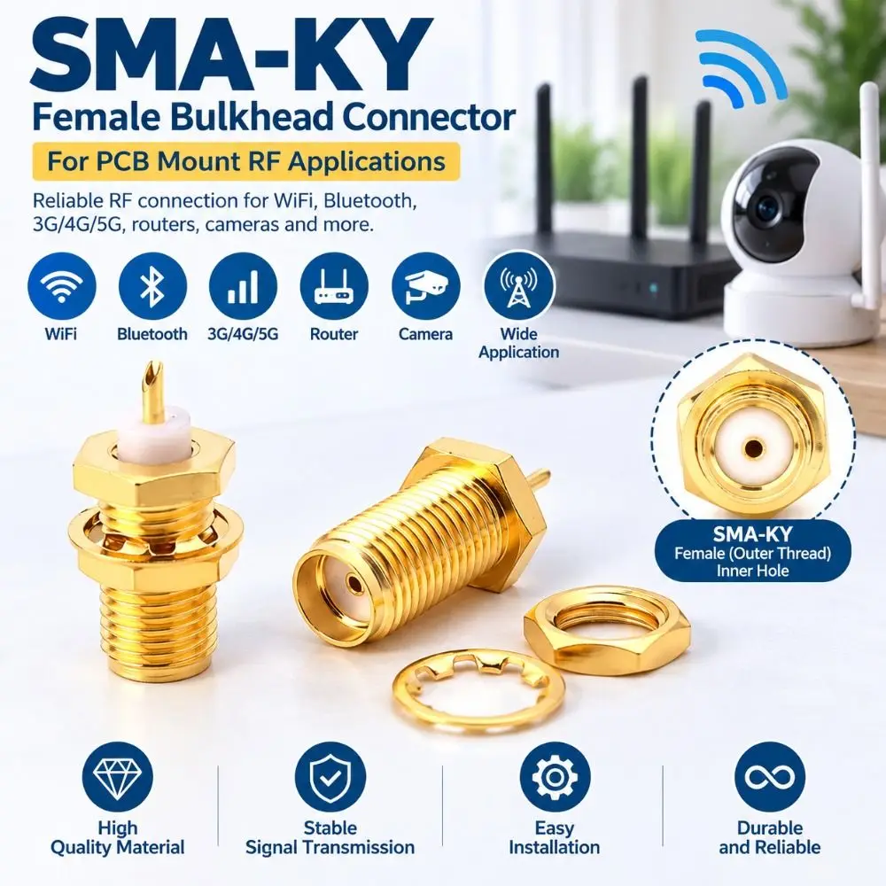 Professional 50ohm RF Connectors Female Nut Versatile SMA Female Connectors Durable SMA Adapter Antenna Systems