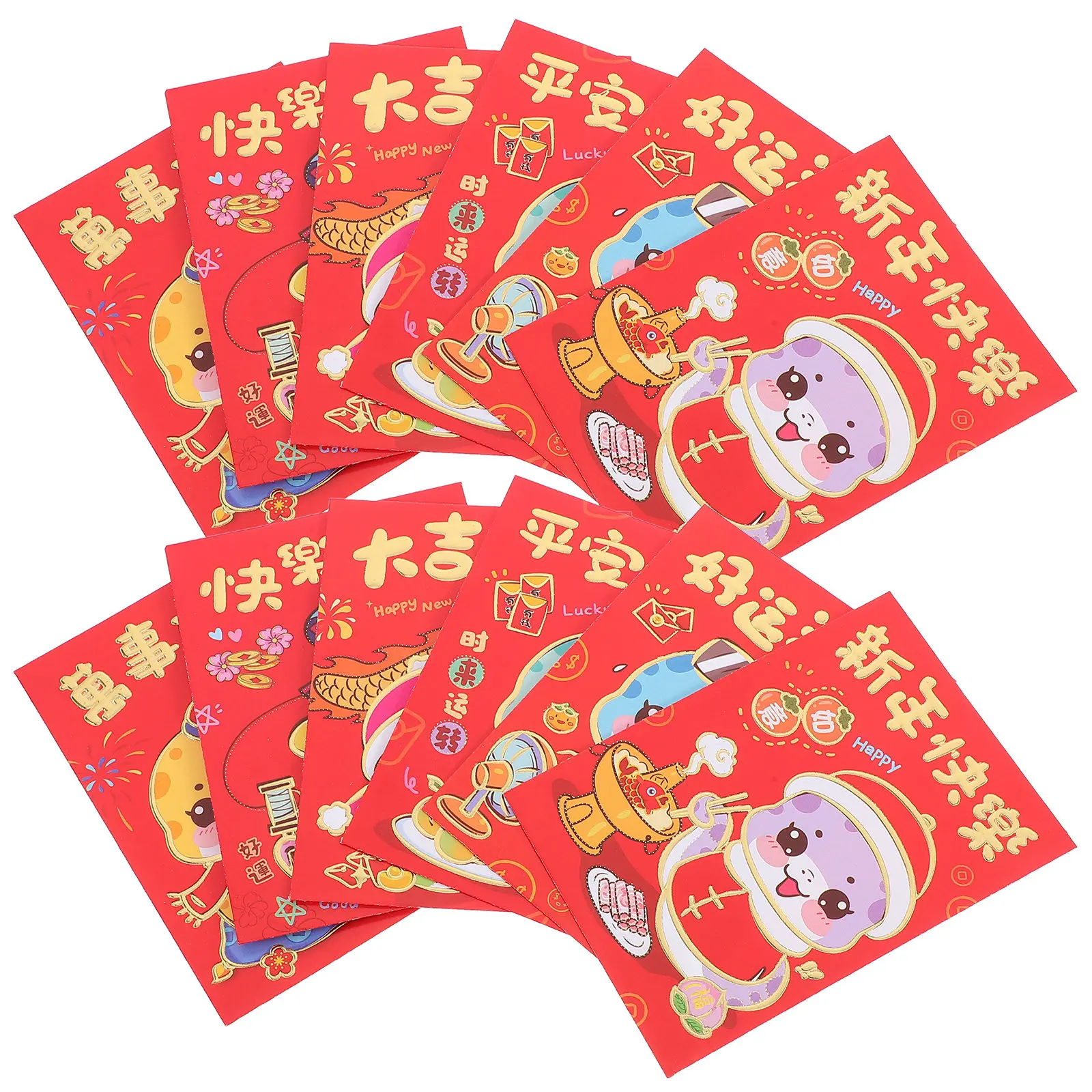 36Pcs Cartoon Snake Paper Red Envelopes Creative New Year Supply 2025 Year Red Packet Money Pouch Spring Festival Present