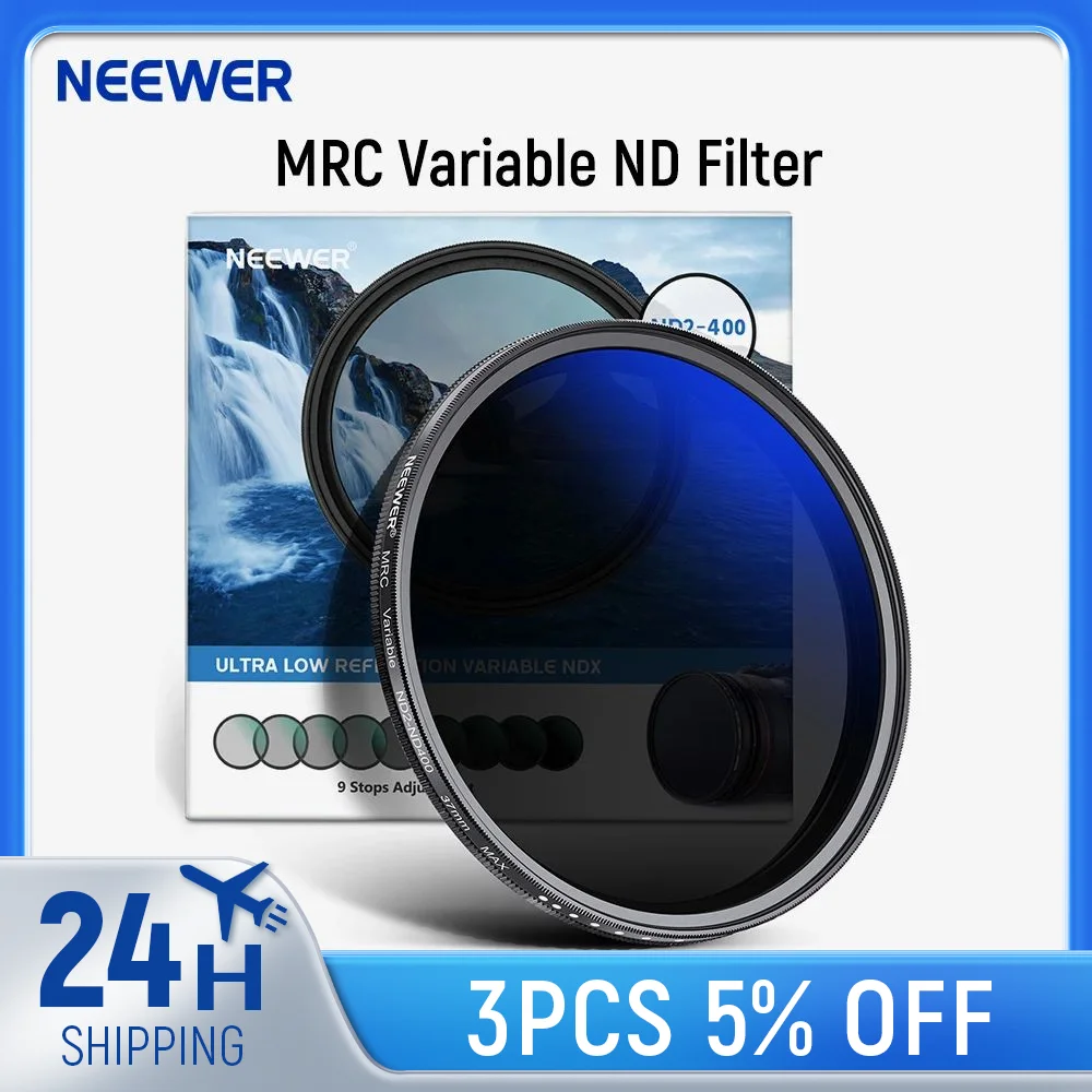 NEEWER MRC Variable ND Filter ND2-ND400, Neutral Density Adjustable ND Filter (0.3 to 2.7,1 to 9 Stops)