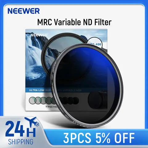 Neewer MRC 가변 ND 필터 ND2-ND400, 중립 밀도 조정 가능한 ND 필터 다층 코팅 광학 유리 울트라 슬림 필터 Best5 Neewer MRC 가변 ND 필터 ND2-ND400, 중립 밀도 조정 가능한 ND 필터 다층 코팅 광학 유리 울트라 슬림 필터 Best5