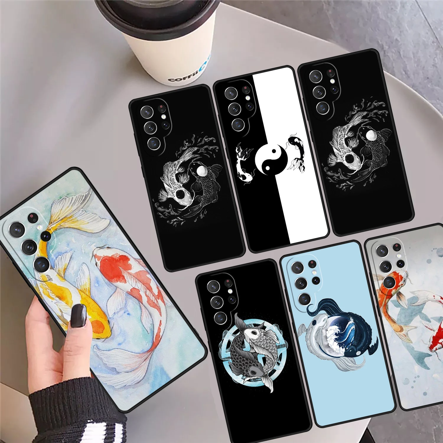 

Ying Yang Koi Fish Phone Case Cover For Samsung Galaxy S24 S25 Ultra S23 S22 Plus S21fe Lite S20 Note 10 20 Pro