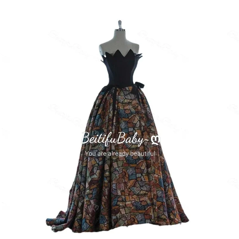 Abiti da sera vintage da donna per banchetti eleganti senza spalline in stile palazzo vintage gonna a trapezio abito da banchetto per abito formale da donna