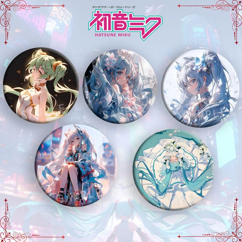 

Бейджи 58/75 мм с изображением Хацунэ Мику и Кагамине Рин/Лен (аниме-мерч), украшения для рюкзаков, подвески, коллекционный подарок для фанатов