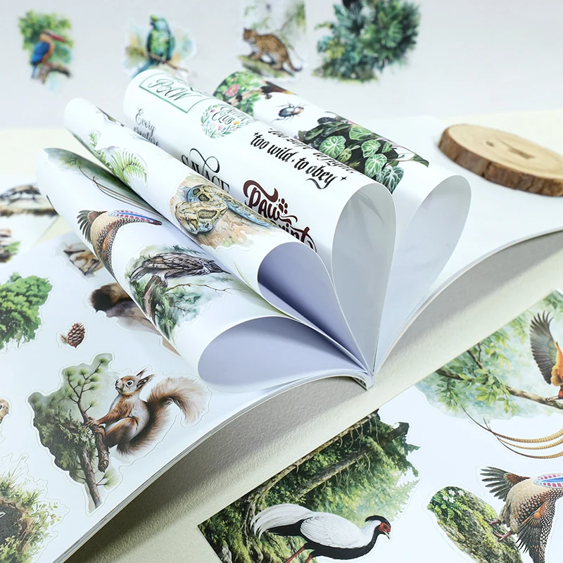 

20 Sheets/book Vintage Animal Forest Landscape Sticker Book Creative DIY Journal Material Collage Scrapbooking Stationery