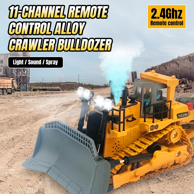 Rc Bulldozer 2.4G 9Ch 11Ch 4Wd Escavatore telecomandato Lega Autocarro con cassone ribaltabile Auto Veicolo da costruzione Giocattolo Bambini Regali per bambini