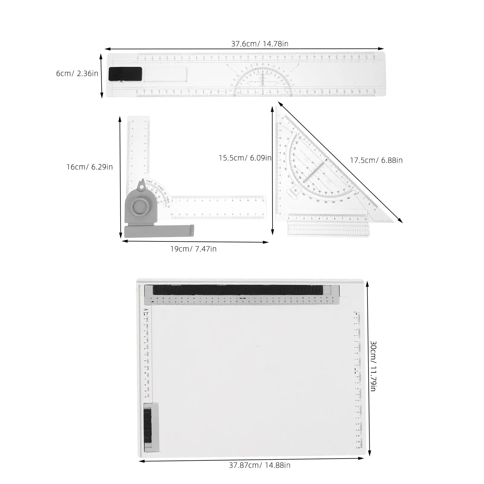 1Set A4 Drawing Board Portable Lightweight Architect Kit Multi-Functional Precise Scales Rulers Drafting Templates Outdoor