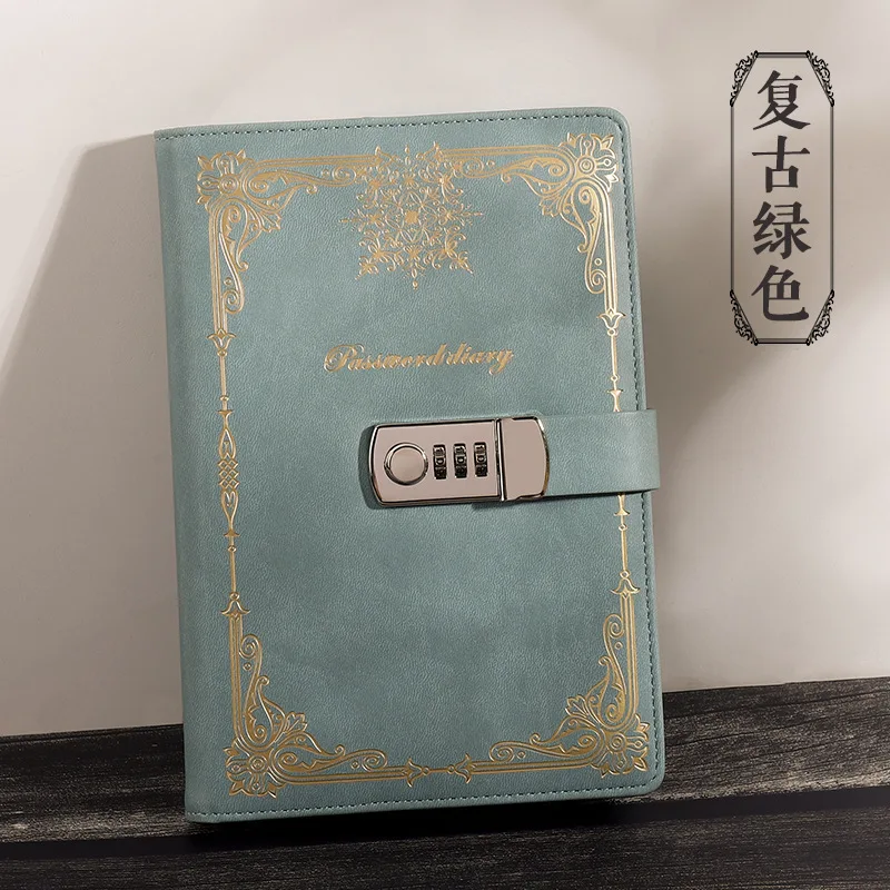 A5 Password Notebook Vintage Secret Diary with Lock PU School Notes Office Study Planner Stationery Personal Journals