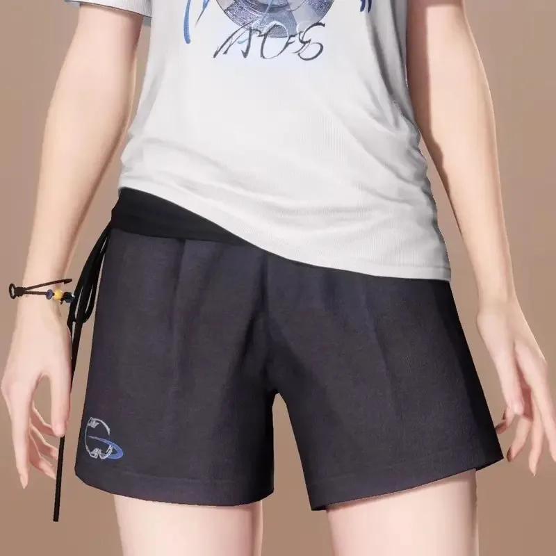 

CyLove and Deep Space cosplay main control summer style women's three piece set all cotton top elastic embroidery shorts