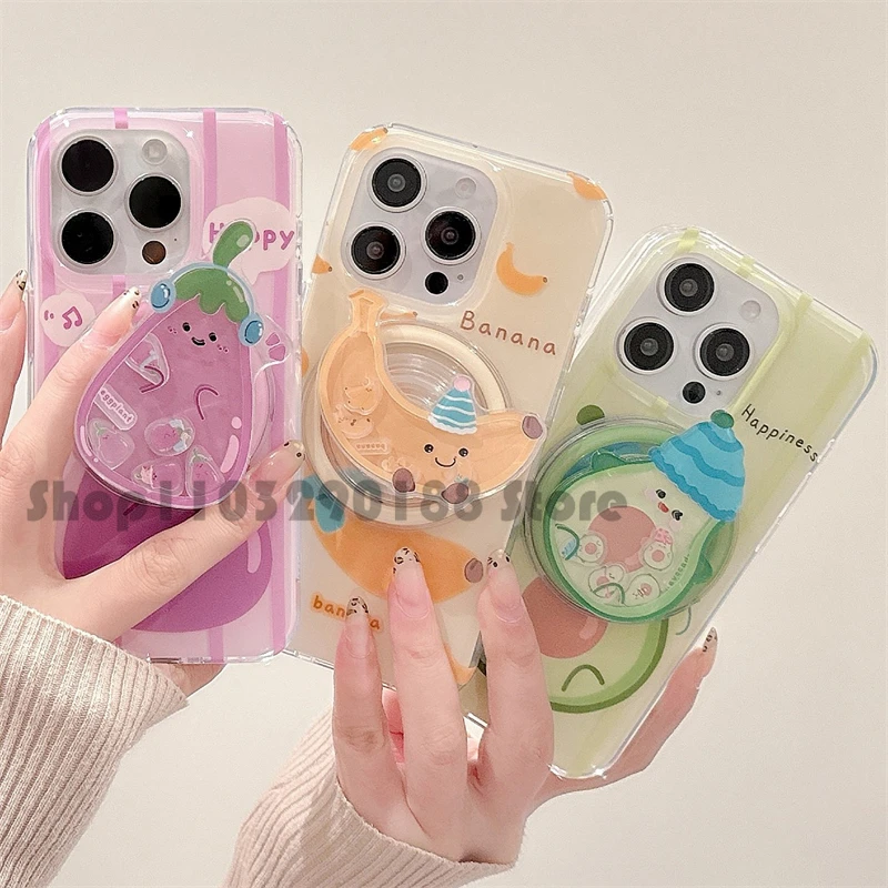 

Korean Cute Eggplant Quicksand Shake Magnetic Holder Grip Tok Griptok Phone Stand Holder Support For iPhone For Pad Magsafe Grip