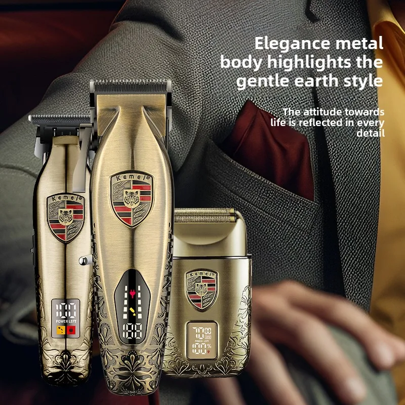 Kemei KM-2360 Kit Gunting Rambut Profesional untuk Tempat Potong Rambut – Alat Cukur Listrik, Pemangkas Rambut, Set Penataan Rambut & Perawatan