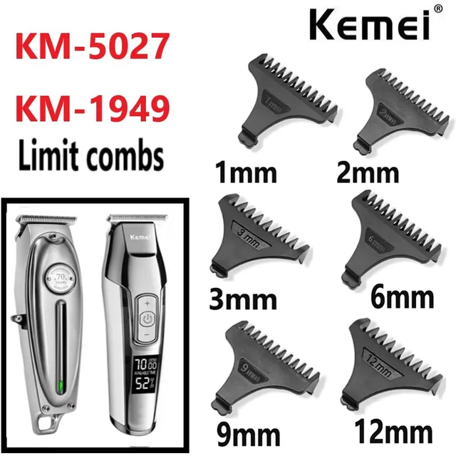 Kemei Hair Trimmer Limit Comb Uniwersalne czarne osłony Fryzjer Przewodnik po ścinanie włosów dla KM-5027 KM-1949 1 2 3 6 9 12 mm