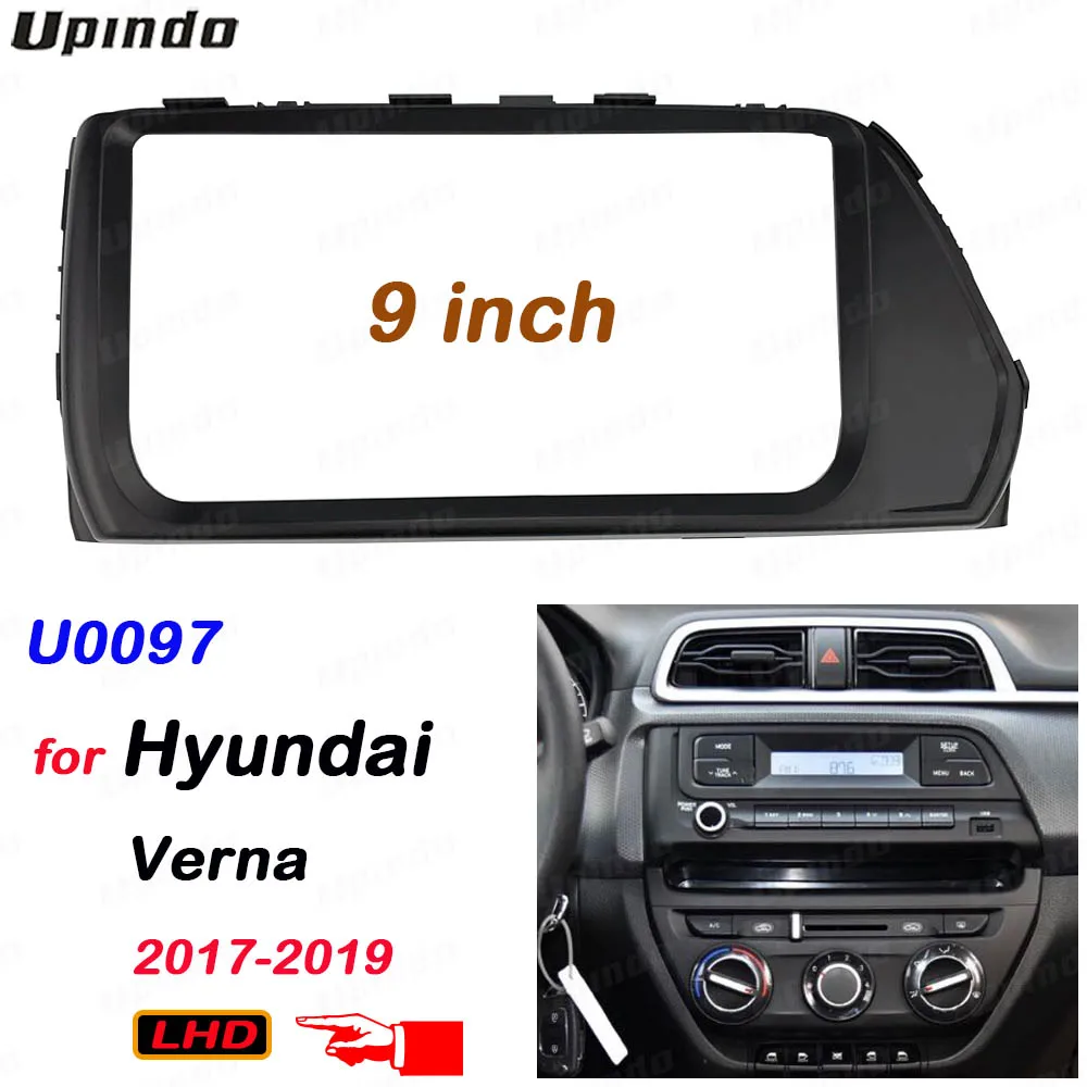 2 Din 9 Inch Car Radio Fascias Panel Dashboard Frame Installation GPS Mp5 Android Multimedia Player for Hyundai Verna 2017-2019