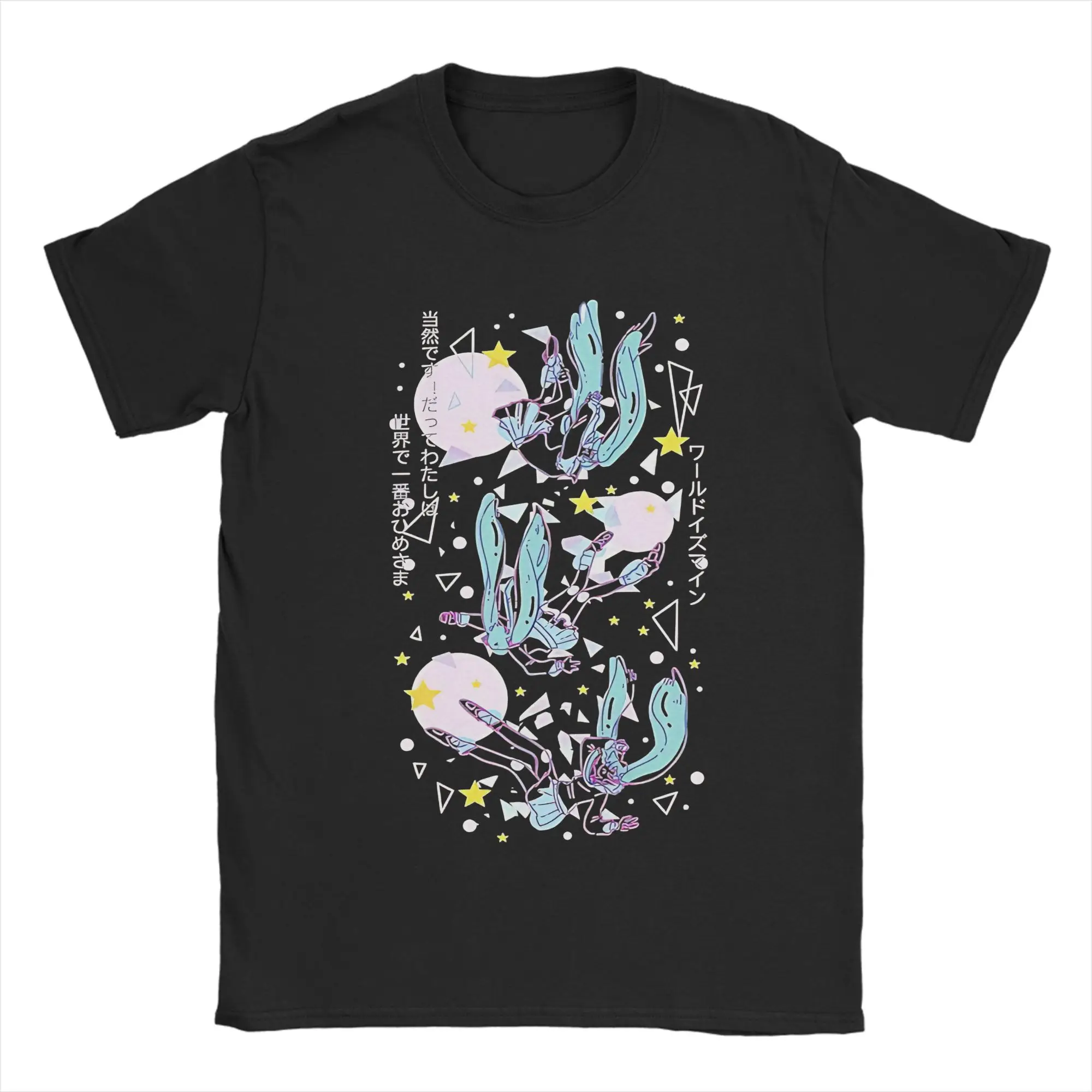 

Casual Hatsune Miku Singer Music Anime T Shirt Men 100%Cotton Short Sleeve Round Neck Summer Top Tee