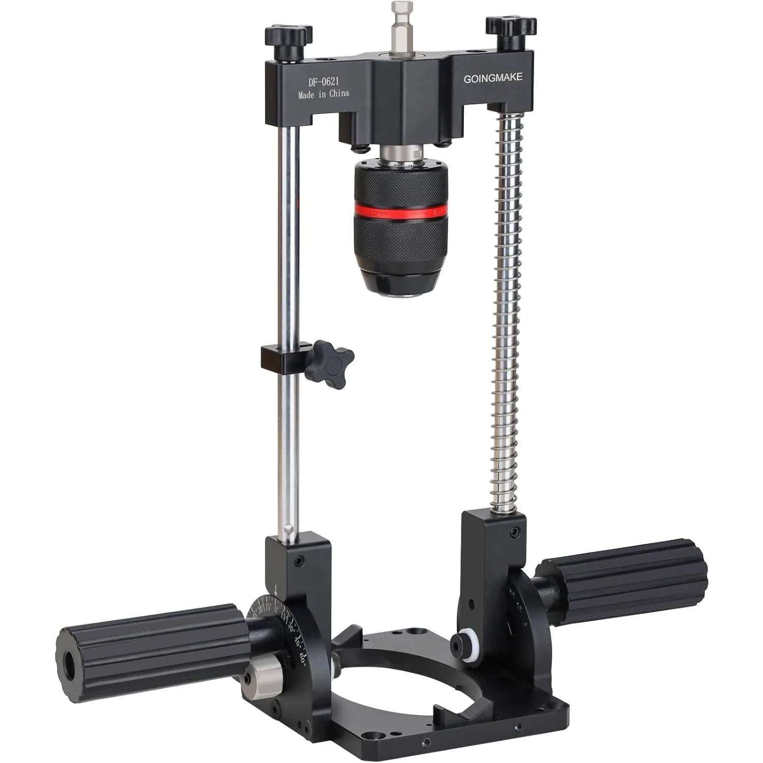 

Bestseller Portable Drill Guide | 0-60° Adjustable Angle Stops 1/2" Chuck | Precision Drilling Jig for Hand Drill