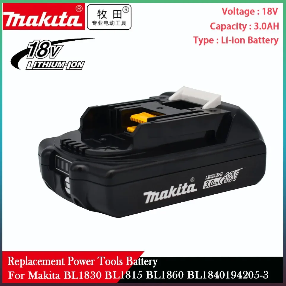 

Makita Rechargeable 18V 3.0Ah Li-Ion Battery For Makita BL1830 BL1815 BL1860 BL1840 194205-3 Replacement Power Tools Battery