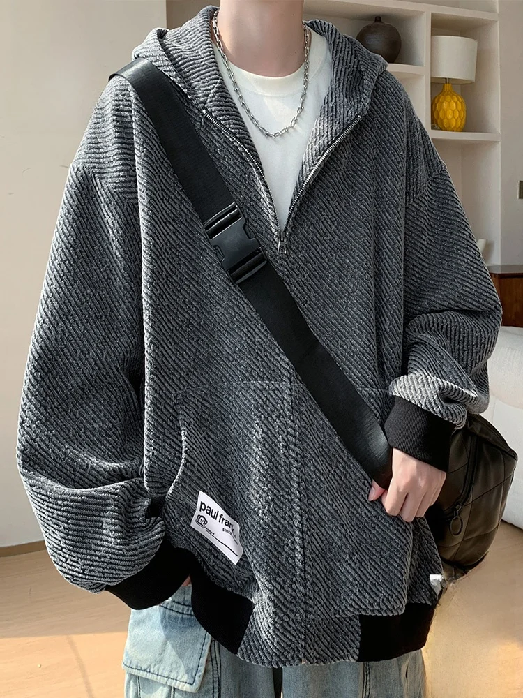 

PaulFrank Loose Fit Men's Zipper Hoodie Cardigan Comfortable Polyester Long Sve Casual Hooded Jaet Autumn Faion