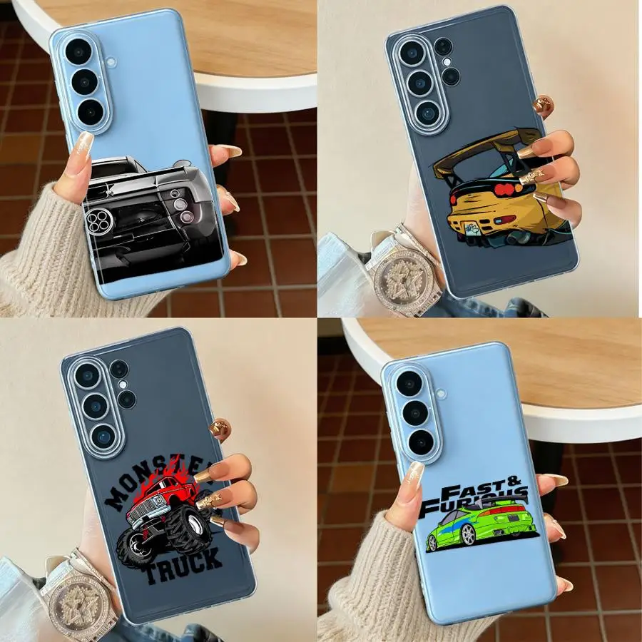 Black White Race Car Case for Samsung Galaxy S26 Ultra S25Ultra S24 S20 Plus S23 Note 20 Ultra 10 S22 FE S26 S25 Edge S21 Phone
