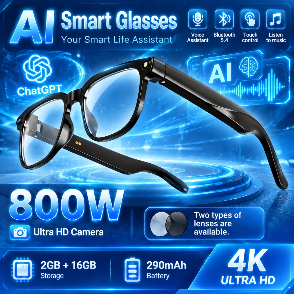 New Smart Glasses 4KCamera AI Glasses Intelligent Translation ChatGPT Photography Video Waterproof Call Smart Man Sunglasses ﻿ ﻿