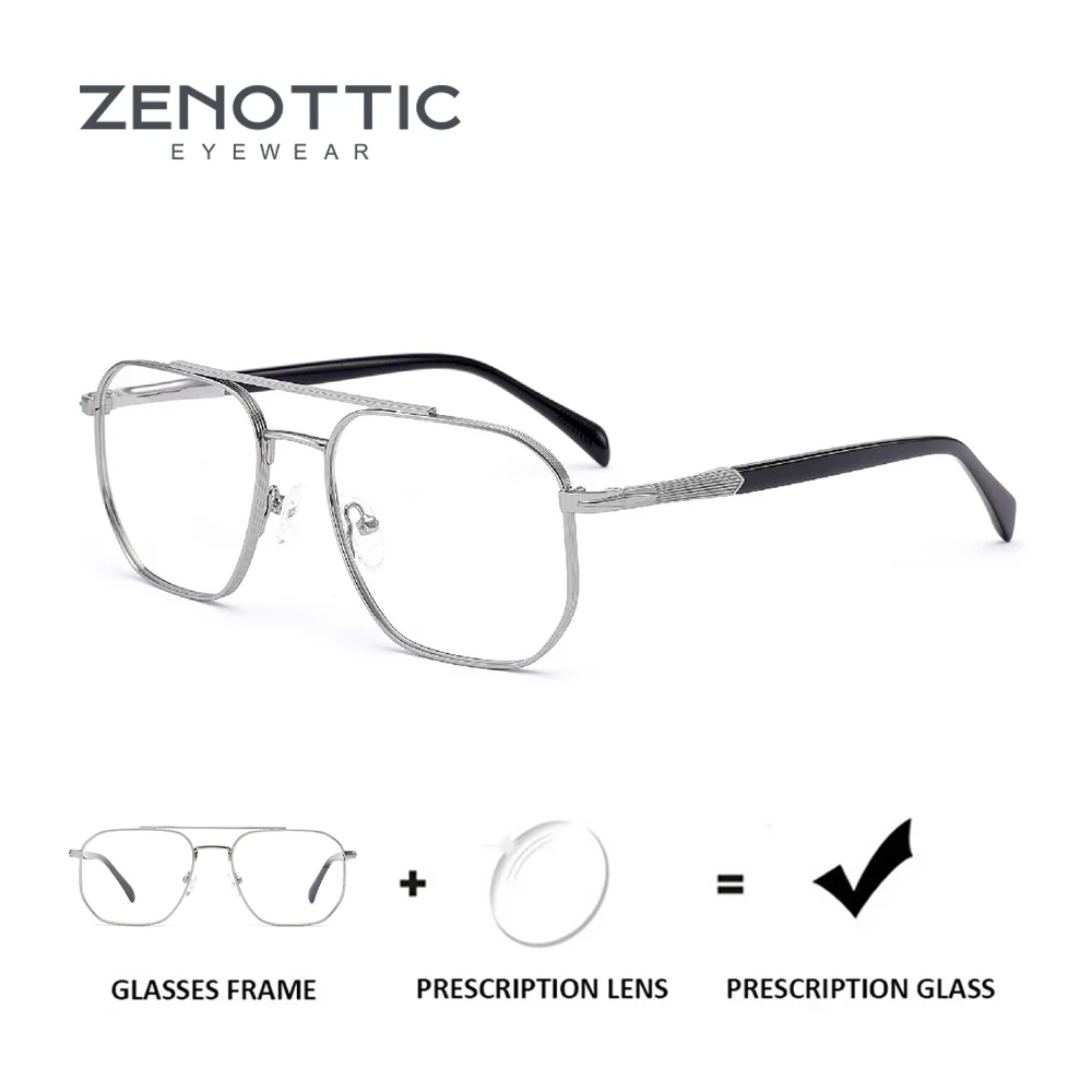 ZENOTTIC Modish Metal Prescription Glasses for Men Aviator Photochromic Optical Eyeglasses Progressive Eyewear