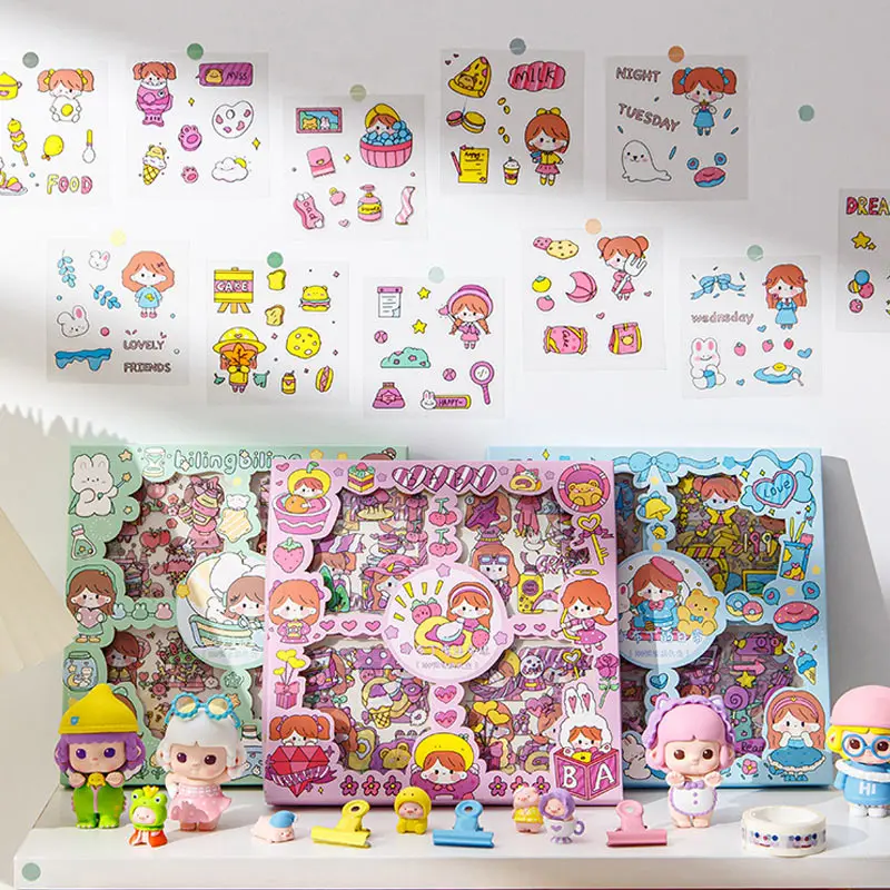 100 Pcs/Box Stickers for Kids Girls Set Kawaii Cartoon Decoration DIY Scrapbooking Waterproof Stationary Gift School Supplies