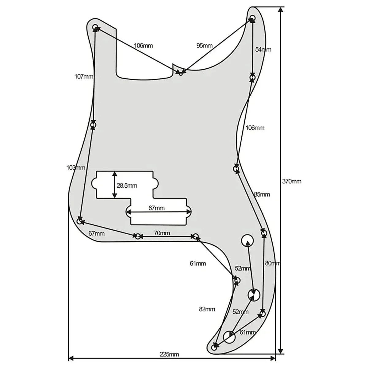 3Ply P Bass Pickguard 13-Hole PB Scratch Plate Guitar Pickguard For 4 String Precision Bass Guitar