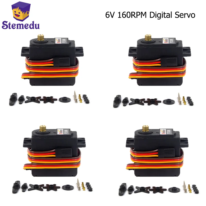 

4pc 6V 9KG FT5309R 160RPM Standard Size Digital Servo High Speed 360 Continuous Rotation Metal Brush Motor Servo for RC Robot