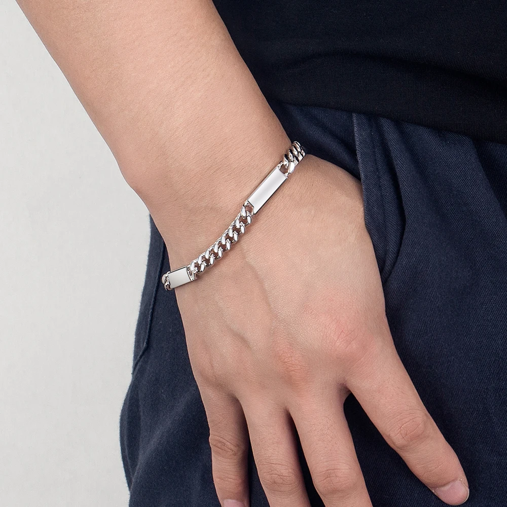 Classic 925 Sterling Silver Cuban Link Bracelet for Men Polished Lightweight Daily Casual Timeless Minimalist Fine Jewelry